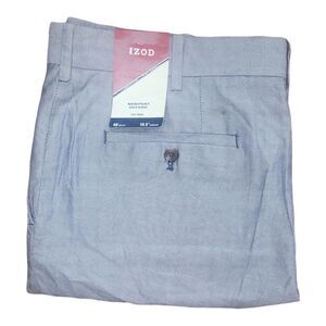 IZOD Shorts Men Sz 40 Newport Oxford Flat Front Gray Classic‎ Everyday